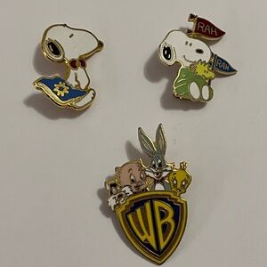 Vintage Snoopy and Warner Bros Enamel Pins